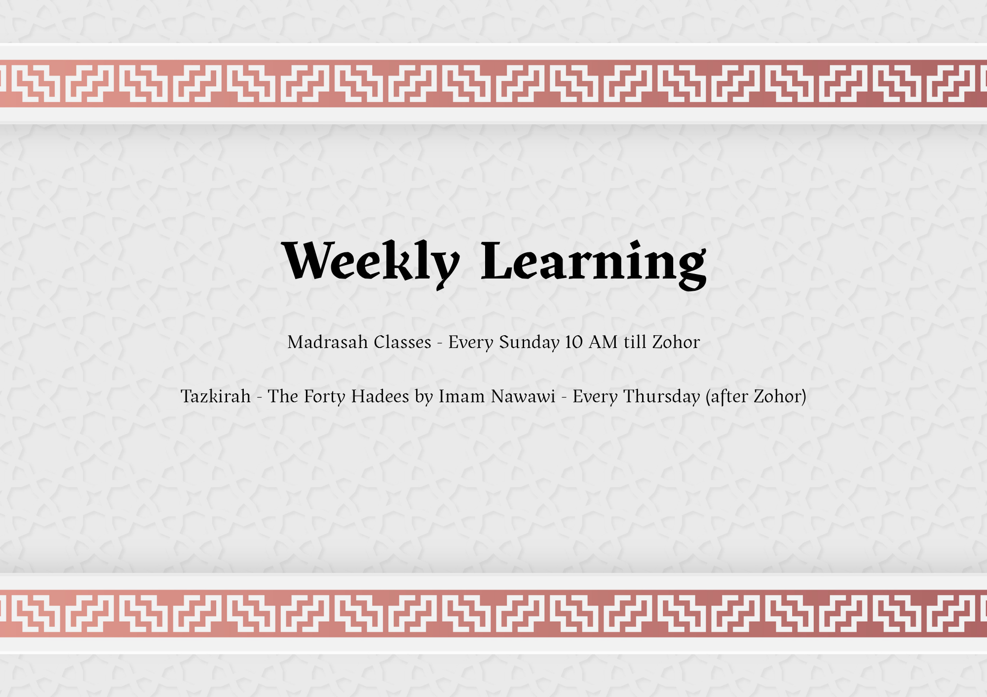 Weekly learning preview